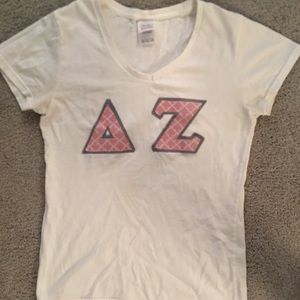 Women’s Pink Delta Zeta Letters T-shirt